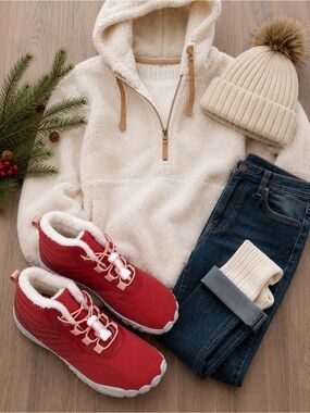 ❤️ HIKE Footwear Caspar Pro Winter Barefoot Shoes Red